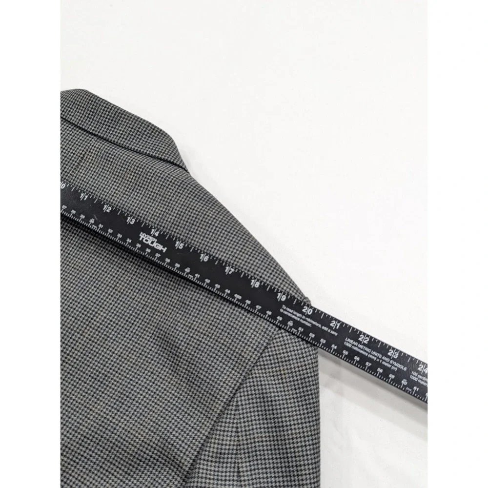Ralph Lauren Blazer Sports Coat Silk Wool Gray Houndstooth Suit‎ Jacket 42S 46